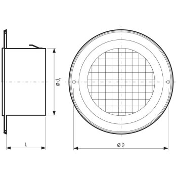 Edelstahl Abluftgitter mit Gitternetz Ø 125 mm
