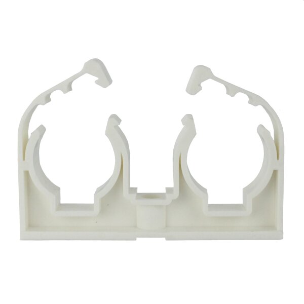 Rohrhalter Halter Klammer Rohrklemme Rohrschelle Fußbodenheizung Pool Teich Ø 22 mm TYP 8 doppelt mit Clip 50 Stk.