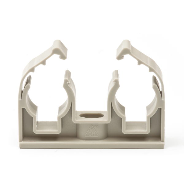 Rohrhalter Halter Klammer Rohrklemme Rohrschelle Fußbodenheizung Pool Teich Ø 25 mm TYP 2 doppelt mit Clip 50 Stk.