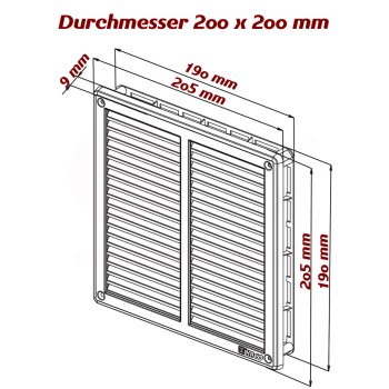 Lüftungsgitter Edelstahl Insektenschutz 200 x 200 mm