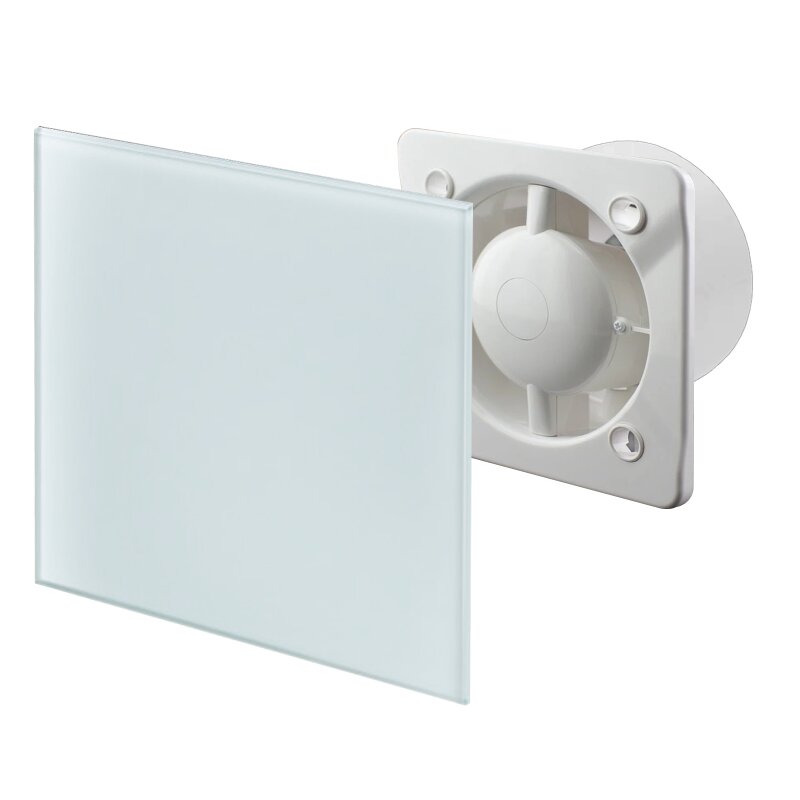 MKK Wohnrauml/üfter Bad WC Ventilator /Ø 100 mm wei/ß kraftvoll 7 Watt Kugellager R/ückstauklappe Drehzahlgesteuert mit R/ückstauklappe