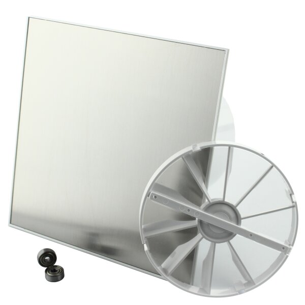 Turbo "DUO" Badlüfter Wandlüfter Ventilator Kugellager Rückstauklappe Ø 100 mm Timer / Nachlauf Edelstahl gerade
