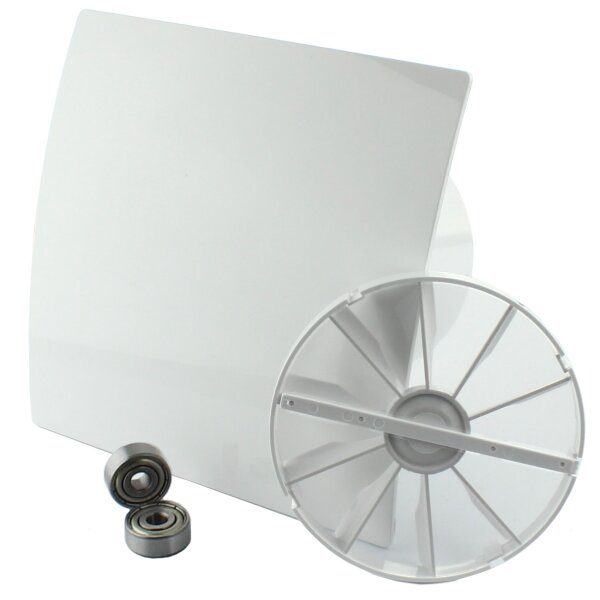 Leise "DUO" Badlüfter Wandlüfter Ventilator Kugellager Rückstauklappe Ø 100 mm Zugschalter Hochglanz weiß