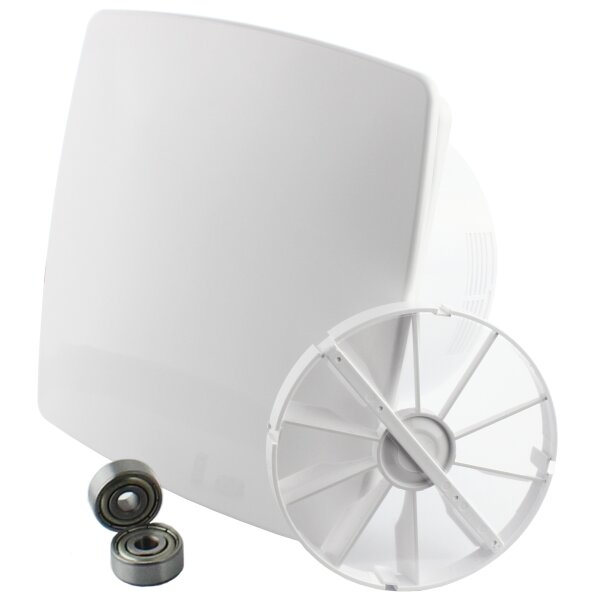 Ø125 mm Leise "MODERN" Wohnraumlüfter Rückstauklappe Feuchtesensor/Hygrostat weiß