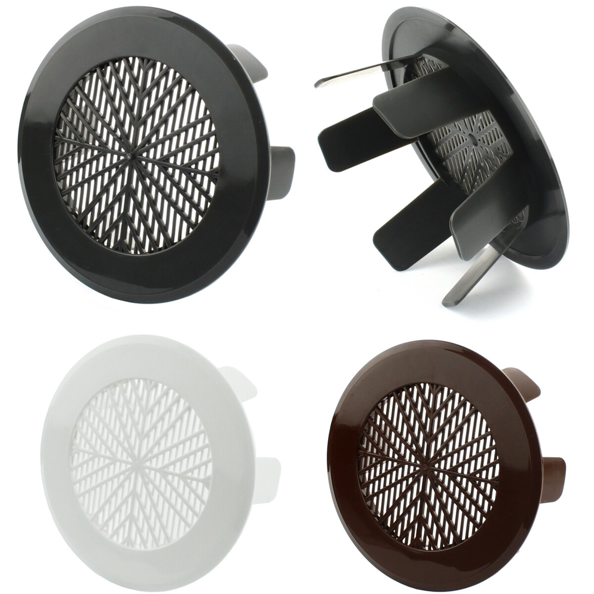 LG-125 TEE W Deckenlüftungsgitter – Weiss, DIN 125 Rohranschluss, Stufenlos Regulierbar