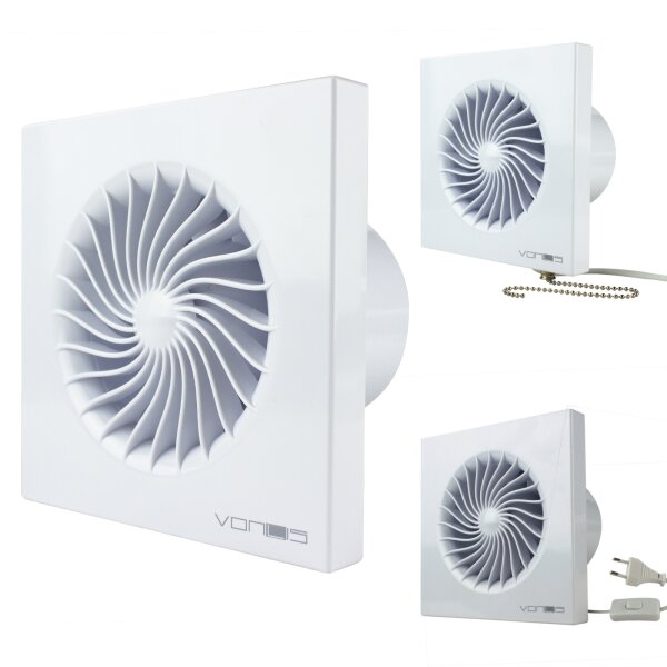 wei/ß glanz MKK Badl/üfter Wohnrauml/üfter Ventilator Wandl/üfter Front wechselbar /Ø 100 mm /Ø 125 mm Nachlauf mit Einschaltverz/ögerung /Ø 125 mm KUNSTSTOFF 18434-023