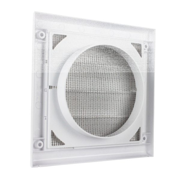 Weißes Lüftungsgitter 150x150mm Mit Lamellen & Insektenschutz - Für Trockner & Klimaanlagen