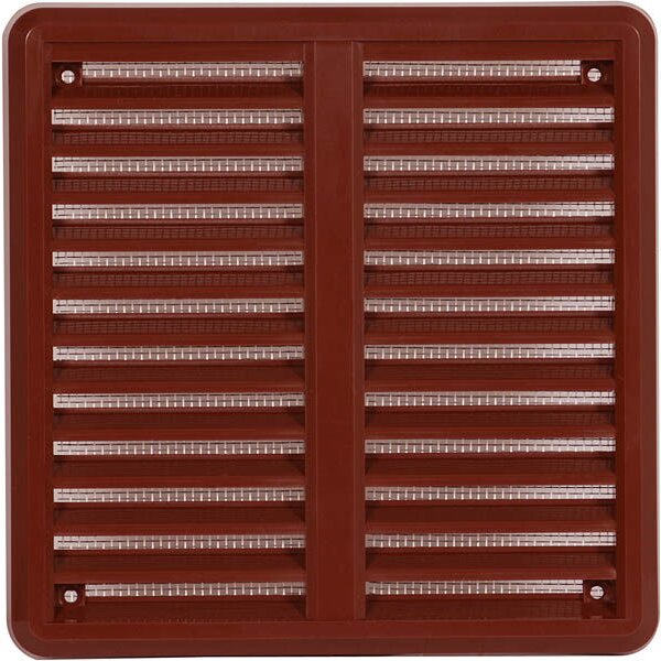 Lüftungsgitter mit einstellbaren Flügeln in braun 150 x 150 mm