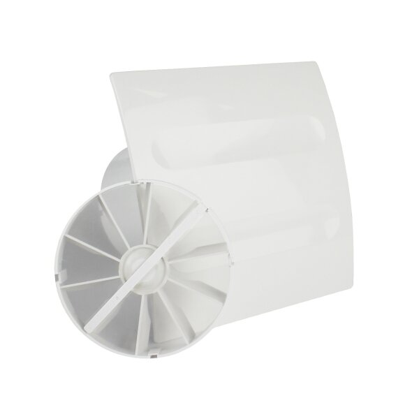 MKK Wohnrauml/üfter Bad WC Ventilator /Ø 100 mm wei/ß kraftvoll 7 Watt Kugellager R/ückstauklappe Drehzahlgesteuert mit R/ückstauklappe