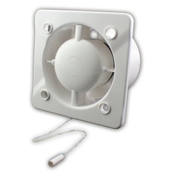 Kleinraumventilator &Oslash; 100 mm wei&szlig; leistungsstark 13 Watt Zugschalter ohne R&uuml;ckstauklappe