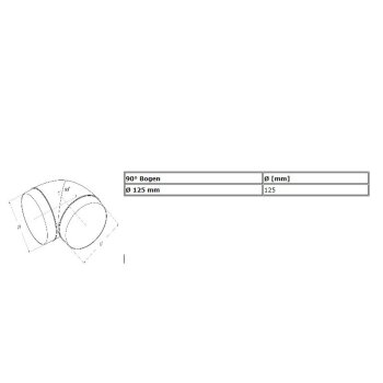 Rundkanal Rohrsystem L&uuml;ftungsrohr Formteile Bogen T-St&uuml;ck Verbinder &Oslash;125 mm wei&szlig; 90&deg; Bogen