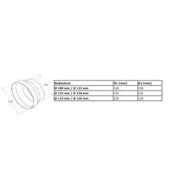 Rundkanal Rohrsystem Lüftungsrohr Formteile Bogen T-Stück Verbinder Ø125 mm weiß Reduzierer 150/125 mm