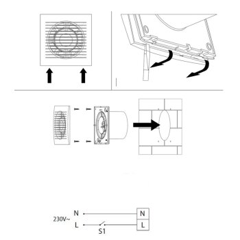 Badlüfter Abluftventilator Ventilator Lüfter Badezimmer WC Toilette Entlüftung  Zugschalter Ø 100 mm