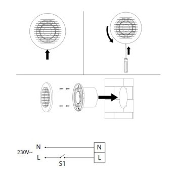 Badlüfter Abluftventilator Ventilator Lüfter Badezimmer WC Toilette Entlüftung  Standard Ø 100 mm