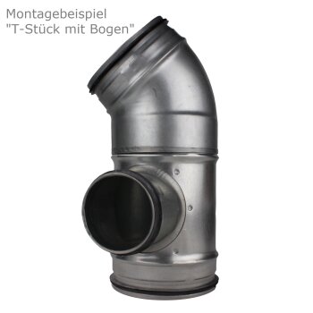 Bogen Winkel Wickelfalzrohr 45° einseitige Doppeldichtung Formteilverbinder 45° - 200 mm