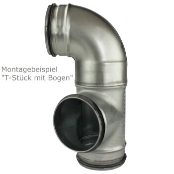 Bogen Winkel Wickelfalzrohr 90° einseitige Doppeldichtung Formteilverbinder 90° - 200 mm