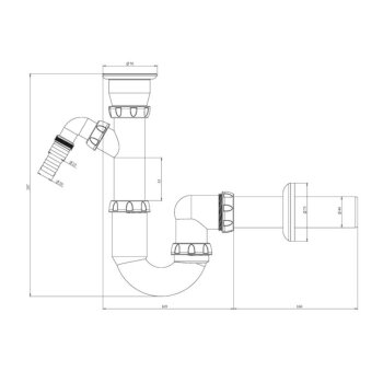 R&ouml;hrensiphon Waschbecken DN 40 mit Anschluss | Gebraucht - Wie neu