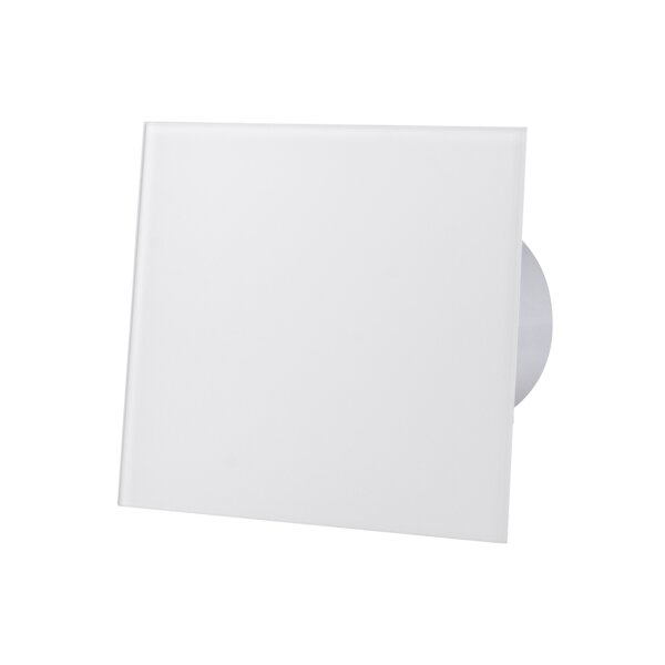 Wohnraumlüfter Badlüfter Ventilator Rückstauklappe Echtglas satiniert Ø 100 mm Standard weiß satiniert