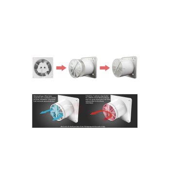 Wohnraumlüfter Badlüfter Ventilator Rückstauklappe Echtglas satiniert Ø 100 mm Standard weiß satiniert