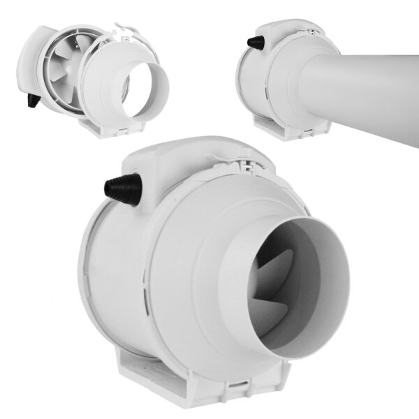 Rohrventilator Kanalventilator Einbaul&uuml;fter Set Rohrl&uuml;fter 3-stufig &Oslash; 100 mm