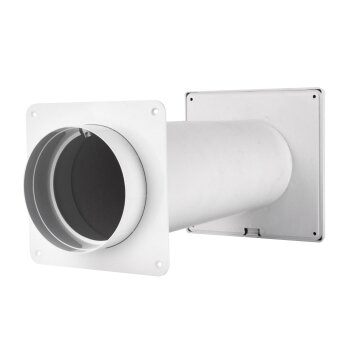 Mauerdurchführung Anschlusssystem Mauerkasten Abzugshaube Abluft Kunstst. Lamelle weiß Ø 150 mm ohne Rückstauklappe