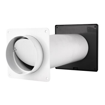 Mauerdurchführung Anschlusssystem Mauerkasten Abzugshaube Abluft Kunstst. Lamelle braun Ø 125 mm mit Rückstauklappe
