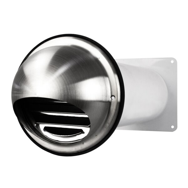 Mauerdurchführung Anschlusssystem Mauerkasten Abzugshaube Abluft Edelst. Haube rund Lamelle Ø 100 mm ohne Rückstauklappe