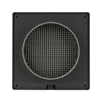 Lamellengitter Lüftungsgitter Insektennetz Wetterschutz Kunststoff 170 x 170 mm Ø 125 mm anthrazit / graphit
