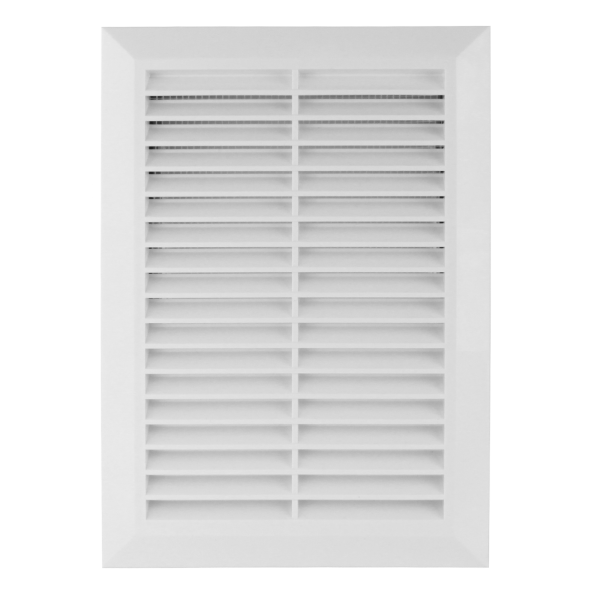 Lüftungsgitter 138 x 208 mm Insektenschutz Befestigungsstangen Flansch weiß