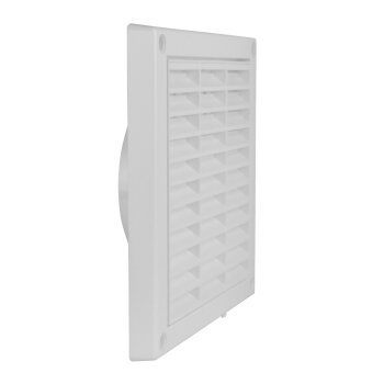Lüftungsgitter Lamellengitter regulierbar Insektennetz 170 x 170 mm Ø 100 mm weiß