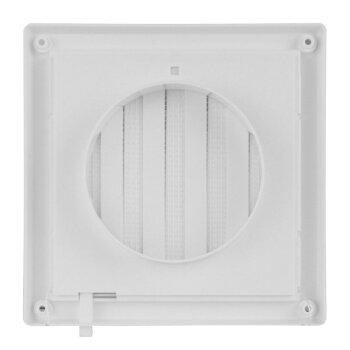Lüftungsgitter Lamellengitter regulierbar Insektennetz 170 x 170 mm Ø 100 mm weiß