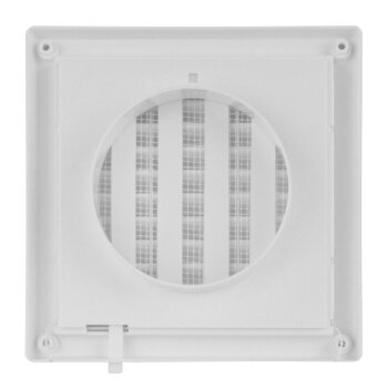 Lüftungsgitter Lamellengitter regulierbar Insektennetz 170 x 170 mm Ø 100 mm weiß