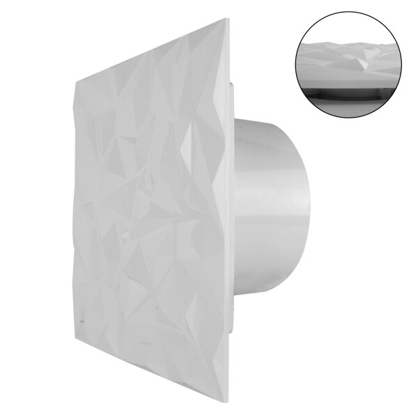 Badlüfter Wohnraumlüfter Diamant Panel weiß Ø 100 mm und verschiedenen Funktionen