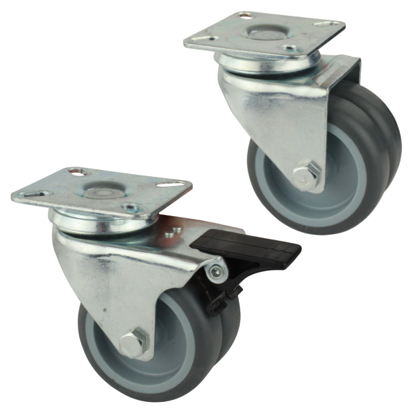 Transportrolle max. Traglast 100 kg Doppelrolle Gleitlager Bremsbar