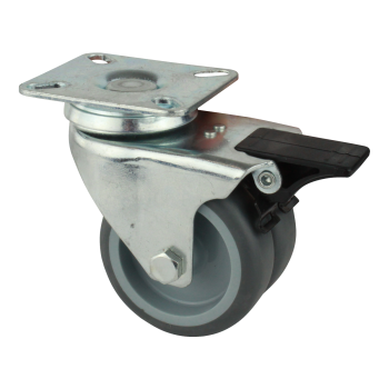 Transportrolle max. Traglast 100 kg Doppelrolle Gleitlager Bremsbar