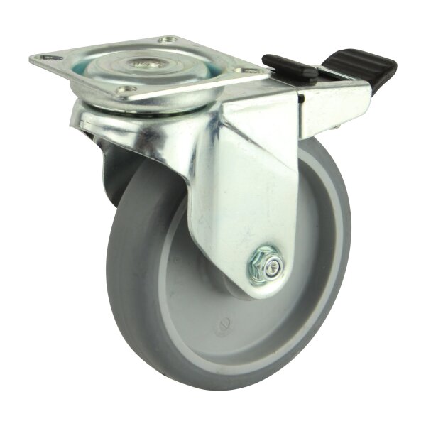 Transportrolle max. Traglast 80 kg Lenkrolle Gleitlager Bremsbar Ø 50 mm mit Bremse