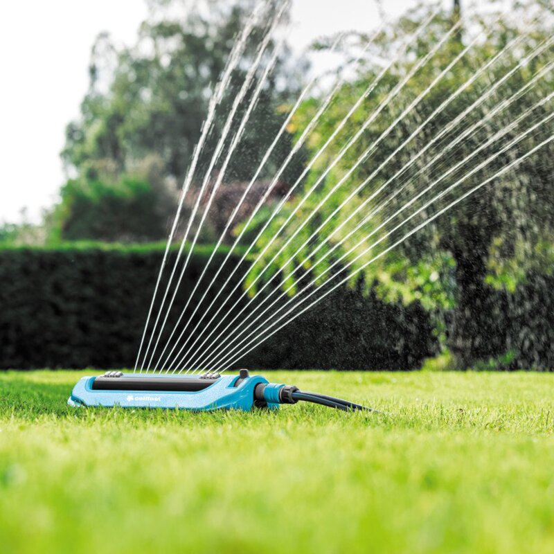 Wasser bis zu 247 m² One-Touch-Breitensteuerung und Durchflussregelung Abdeckung 2659 ft² Mini-Rasen-Oszillationssprinkler 17 Löcher YESTAR Gartensprinkler 