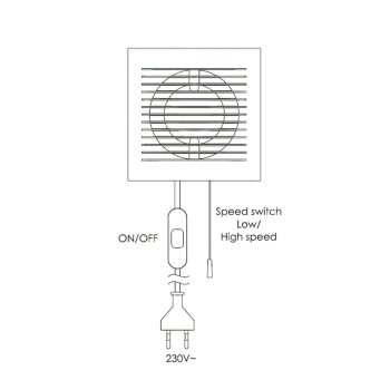 Dezentrale Wärmerückgewinnung Wärmetauscher Ø 125 mm Kabel + Zugschnur