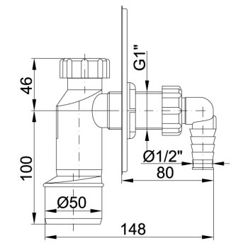 Unterputz Siphon Waschmaschine Ø 50 mm
