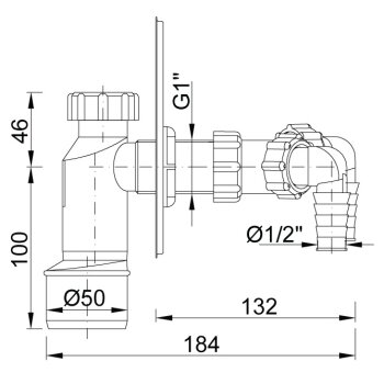 Unterputz Siphon Waschmaschine Ø 50 mm doppelt Edelstahl