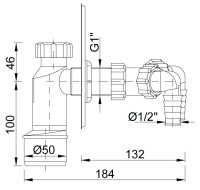 Unterputz Siphon Waschmaschine Ø 50 mm doppelt Chrom 