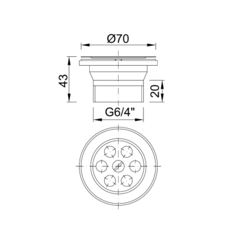 Ablaufventil G6/4&quot; &Oslash; 70 mm