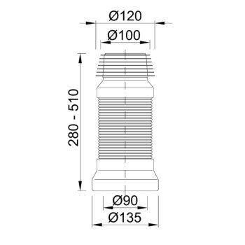 WC Anschlussrohr flexibel 280 - 510 mm