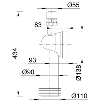 WC Anschlussbogen mit Belüftungsventil Ø 90 mm