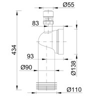 WC Anschlussbogen mit Belüftungsventil Ø 90 mm 2