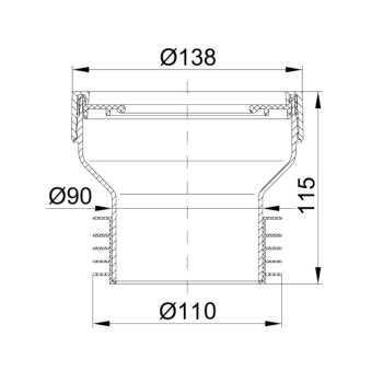 WC Anschlussstutzen Ø 110 mm kein Versatz