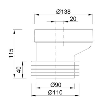 WC Anschlussstutzen Ø 110 mm Versatz 20 mm