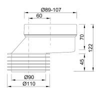WC Anschlussstutzen Ø 110 mm Versatz 60 mm 2