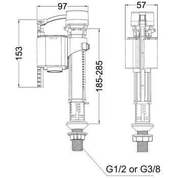 Schwimmerventil Spülkasten Messing Ventil Messinganschluss 3/8"