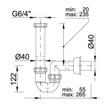 Rohrsiphon f&uuml;r Waschbecken &Oslash; 40 mm MKK-004